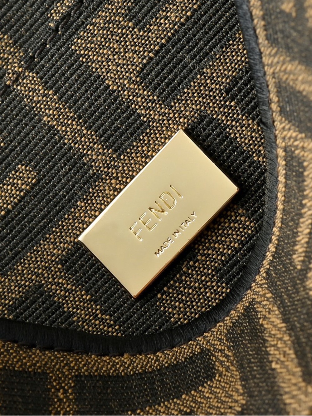 Fendi Brown & Black Zucca Crossbody Baguette with Gold Hardware - Picture 11 of 11